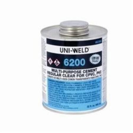 Oatey MultiPurpose Cement, Regular, Series 6200, 8 oz, Liquid, Clear 6256S